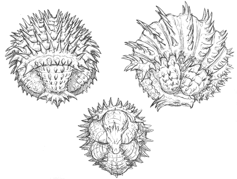 File:Concept Art - Godzilla Final Wars - Anguirus 2 Rolled Up.png