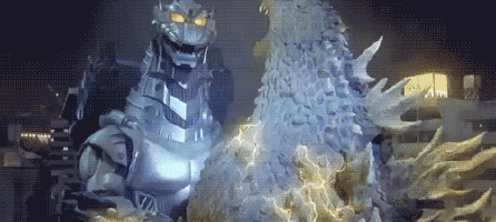 File:Godzilla X MechaGodzilla - Kiryu electrocuting Godzilla with his blade.gif